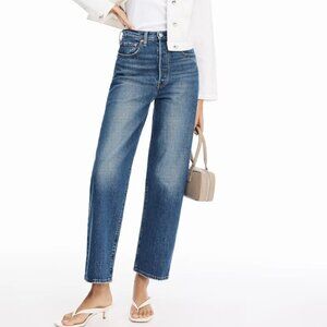 Levis Ribcage Straight Ankle Women's Jeans Blue Dark Wash Button Fly 32